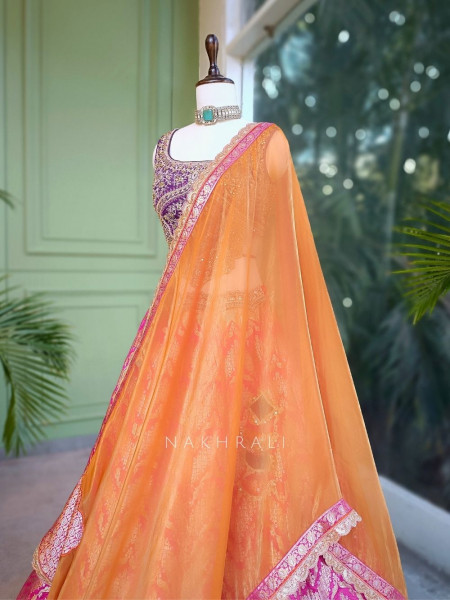 Regalia Magenta Lehenga Set with Zari Sequin Work