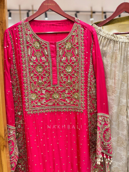Gul-o-Zaitoon Pink Plazo Suit Set