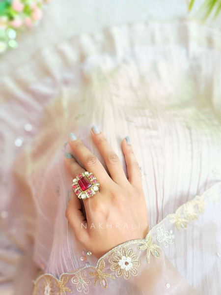 Radiant Bloom Red Ring with Pink & Red Stones