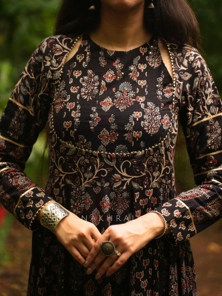 Dilkash Black Kalidar Long Dress