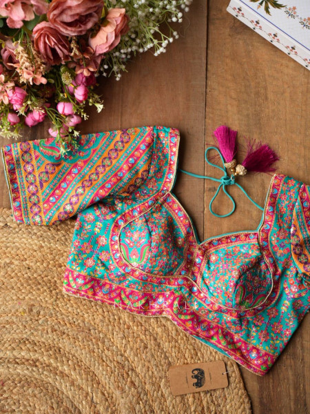 Rukmini Green Saree with Readymade Blouse