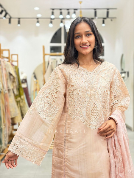 Avelin Cutwork Embellished Suit Set