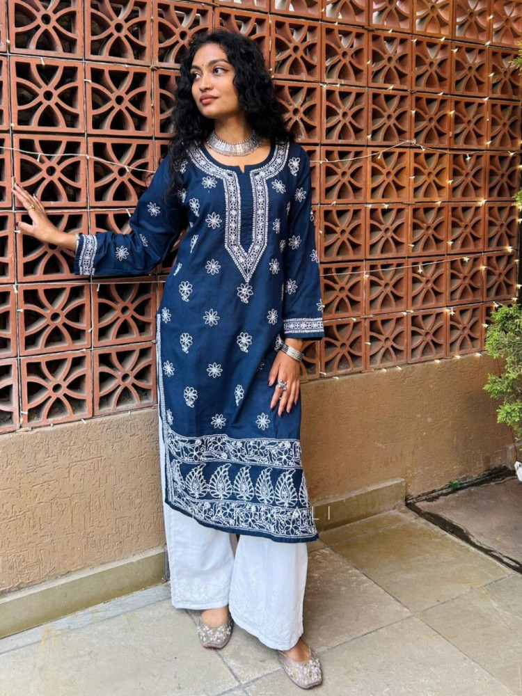 Image of Azure Blue Cotton Kurta