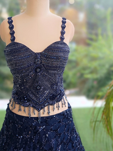 Koa Midnight Blue Indo-Western Lehenga