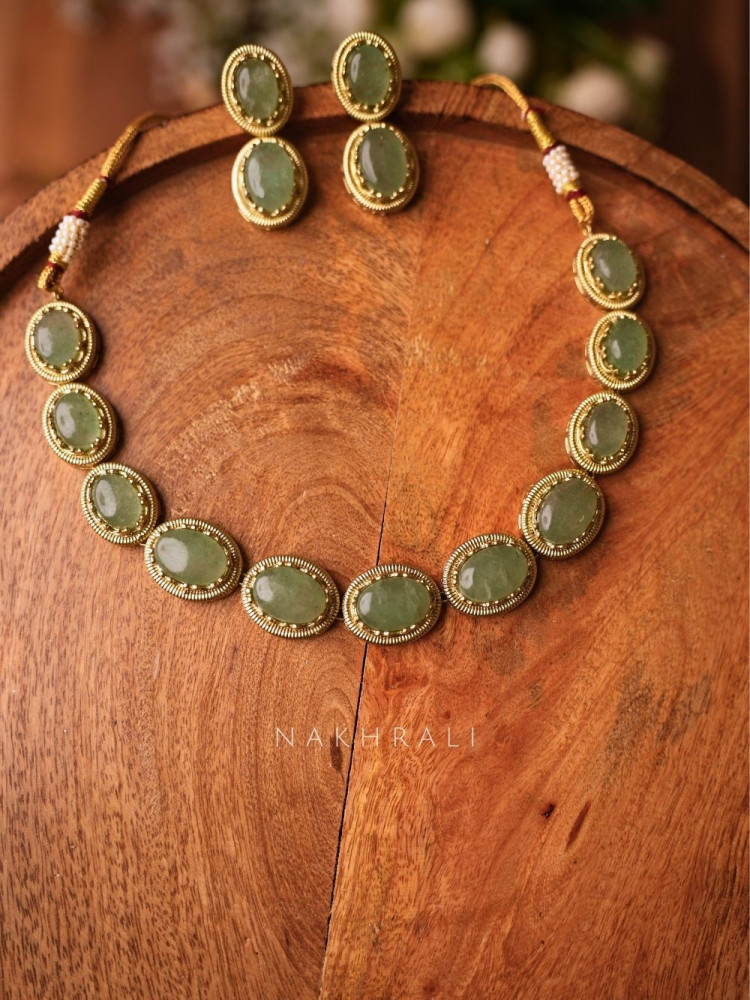Image of Iyla Mosaic Green Stone Necklace Set