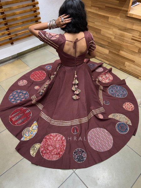 Rangmandal Maroon Pure Cotton Navratri Lehenga Choli
