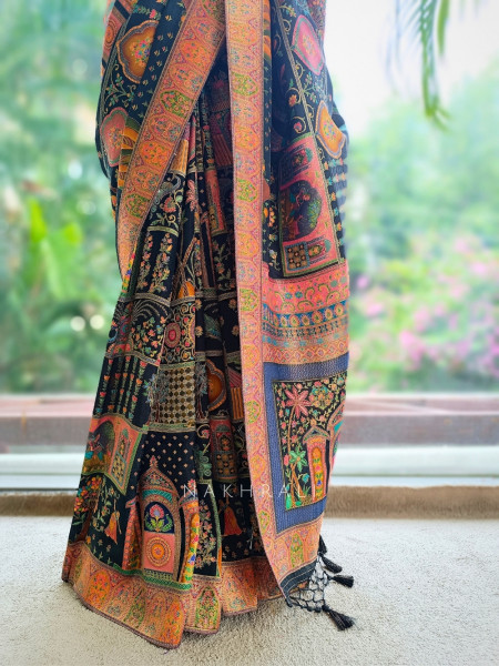 Mahira Tale Black Dola Silk Saree