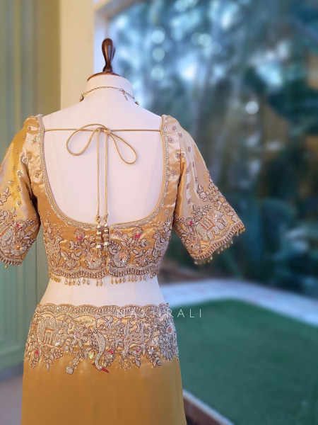 Swarnim Avadh Golden Saree with Readymade Blouse