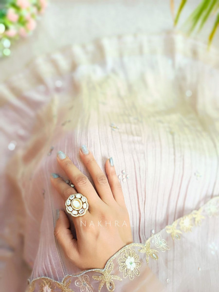 Radiant Crystal Floral Adjustable Ring