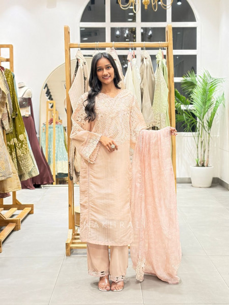 Avelin Cutwork Embellished Suit Set