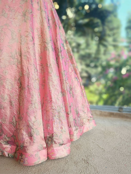 Rosabelle Pink Floral Lehenga Set with Embellished Corset