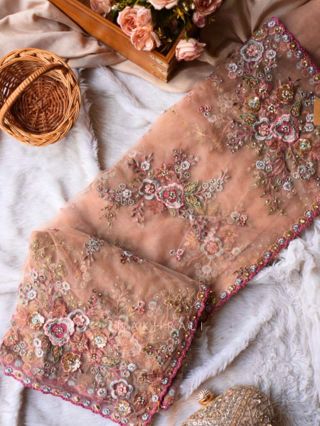 Glitter & Glam Onion Pink Saree with Readymade Blouse