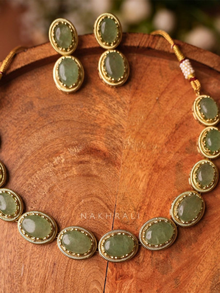 Iyla Mosaic Green Stone Necklace Set