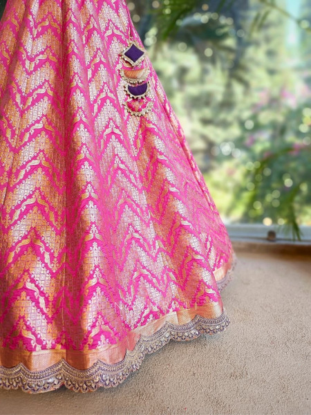 Regalia Magenta Lehenga Set with Zari Sequin Work