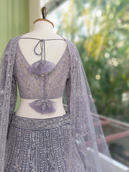 Venoora Lavender Bridal Lehenga with Zari and Sequin Work
