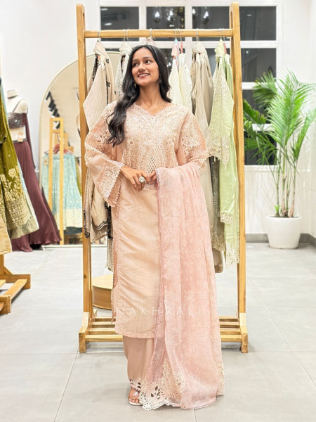 Avelin Cutwork Embellished Suit Set