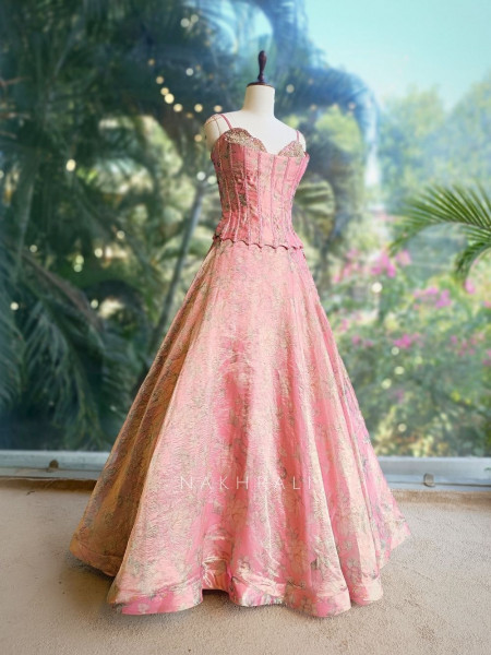 Rosabelle Pink Floral Lehenga Set with Embellished Corset