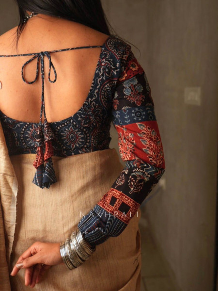 Atrangi Navy Blue Cotton Blouse