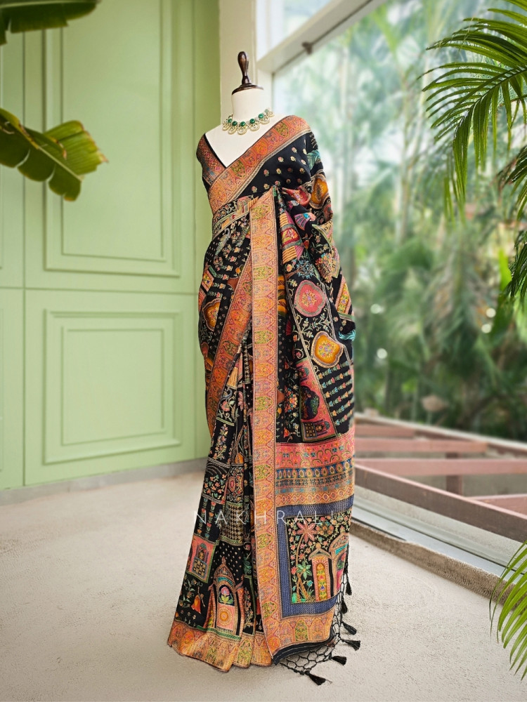Image of Mahira Tale Black Dola Silk Saree