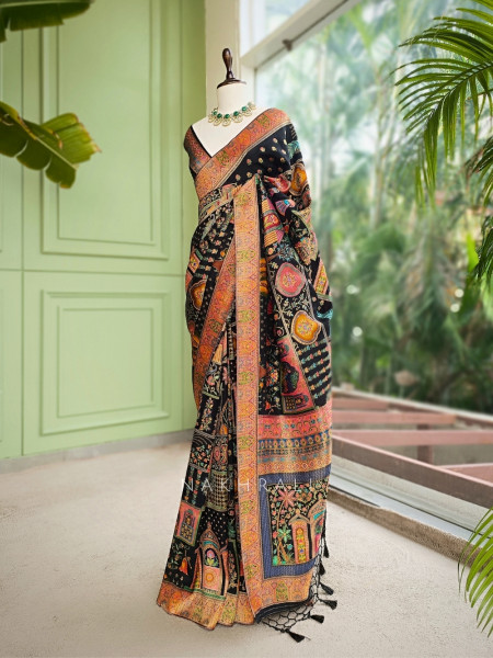 Mahira Tale Black Dola Silk Saree