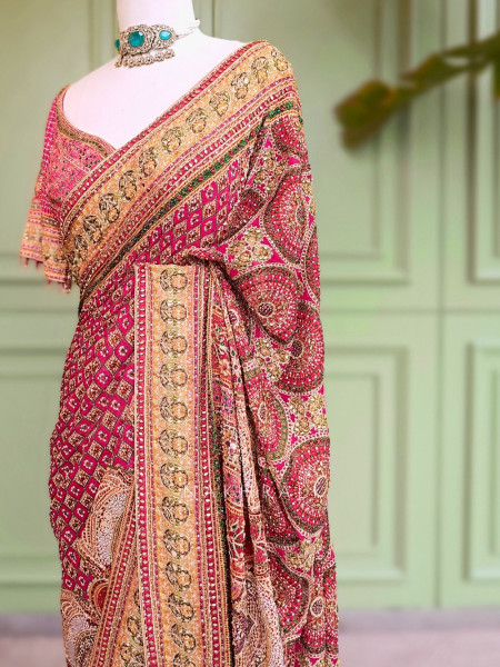 Nazneen Multicolor Printed Saree with Sequin Work