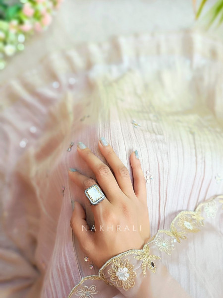 Celeste Glow White Statement Ring