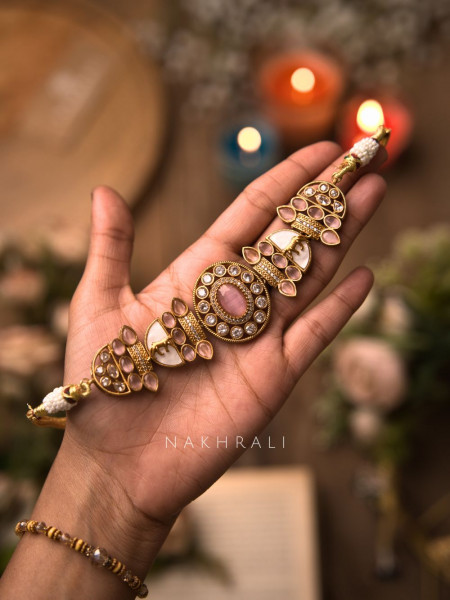 Zareen Pink Polki Style Choker Set with Matching Earrings