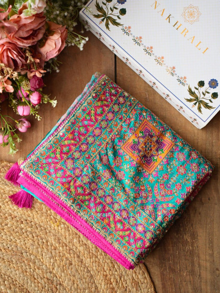 Rukmini Green Saree with Readymade Blouse