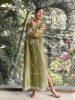 Poise Green Tissue Long Dress with Mirror and Zari Work