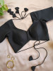 Malika Solid Black Cotton Silk Blouse