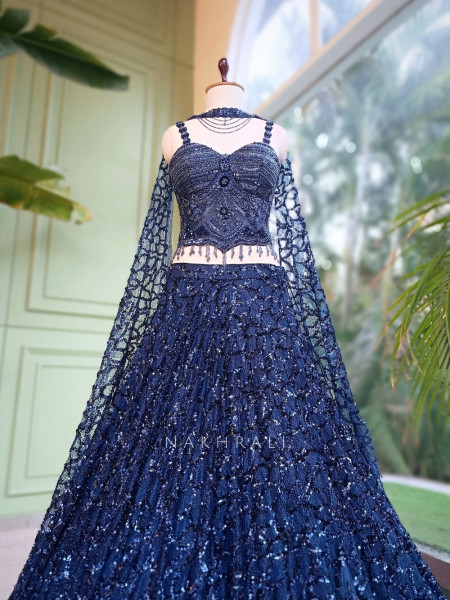 Koa Midnight Blue Indo-Western Lehenga