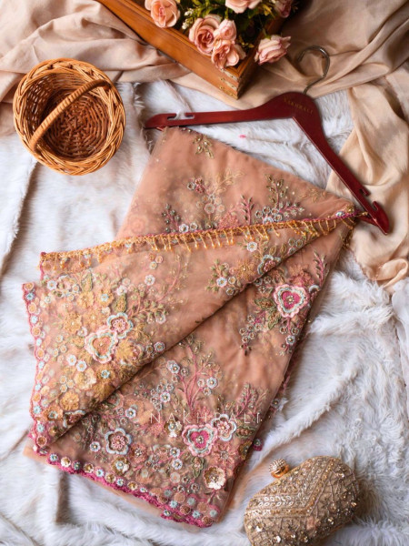 Glitter & Glam Onion Pink Saree with Readymade Blouse