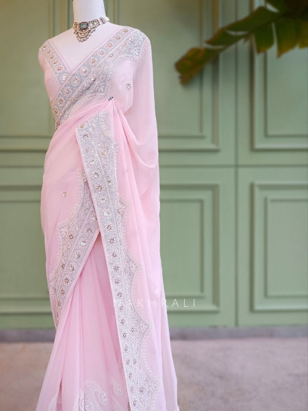 Apsara Scallop Embroidered Saree With Running Blouse