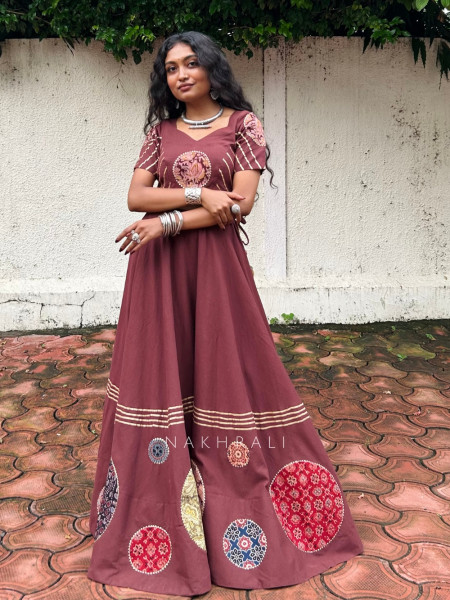 Rangmandal Maroon Pure Cotton Navratri Lehenga Choli
