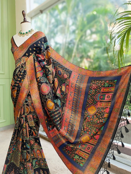 Mahira Tale Black Dola Silk Saree