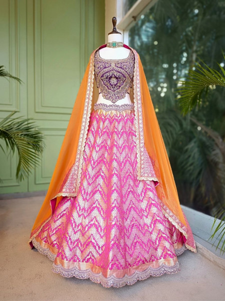 Regalia Magenta Lehenga Set with Zari Sequin Work