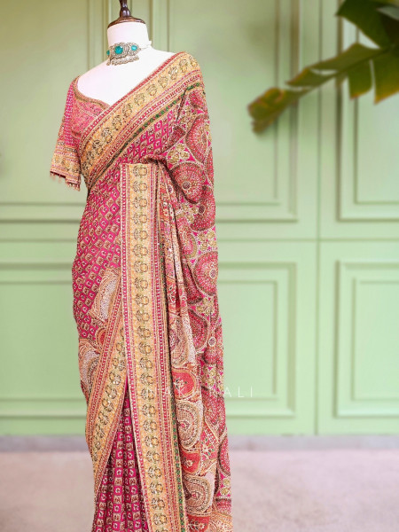 Nazneen Multicolor Printed Saree with Sequin Work