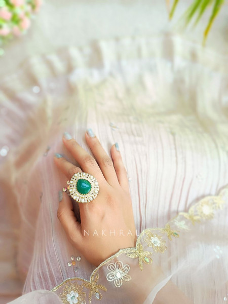 Vaanya Green Kundan Royale Ring