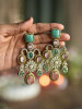Iraaya  Sea Green Multistone Statement Earrings