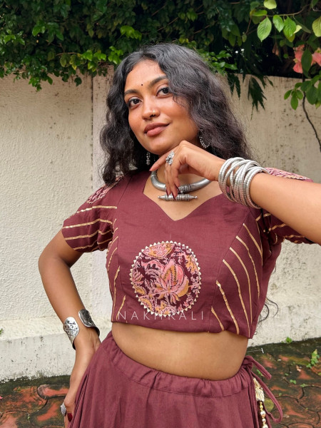 Rangmandal Maroon Pure Cotton Navratri Lehenga Choli