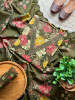 Floraison Green Cotton Dress Material with Mirror Work