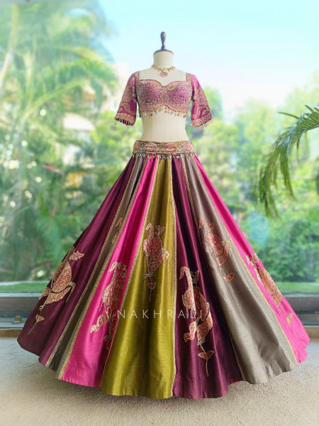 Sargam Multi-Paneled Peacock Feather Lehenga