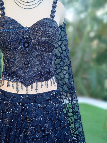 Koa Midnight Blue Indo-Western Lehenga
