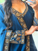 Dastaan Teal Blue Chinon Kalidar Anarkali Set