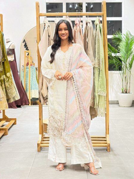 Sahira Chikankari Suit Set with Tassel Detailing