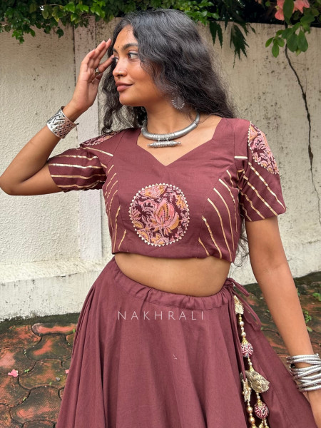 Rangmandal Maroon Pure Cotton Navratri Lehenga Choli