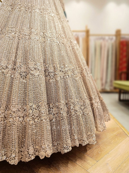 Lavika brown Net Lehenga Set with Detailed Sequin Work