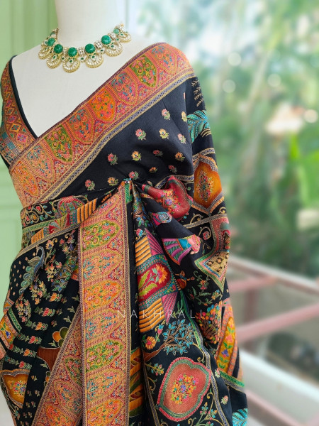 Mahira Tale Black Dola Silk Saree