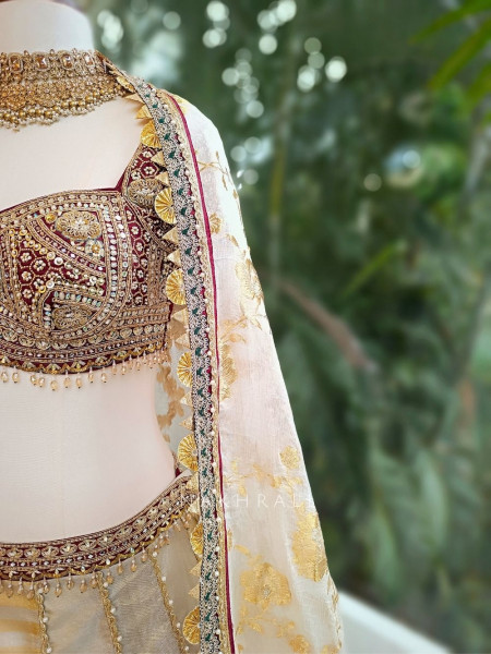 Kanakriti Golden Gota Mirror Work Lehenga