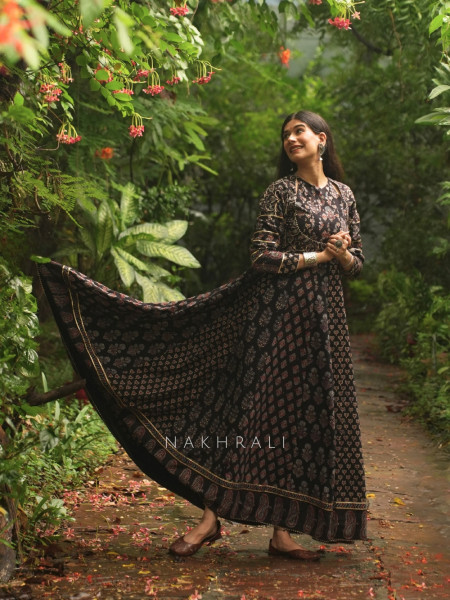 Dilkash Black Kalidar Long Dress